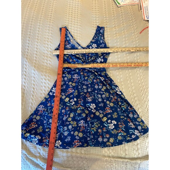 Candies Summer Dress Size  Small Navy Blue Mini Wrap Style V Neck & Back Flare - Picture 8 of 10